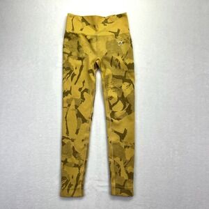 Gymshark Adapt Camo Seamless Leggings Women Small Yellow Green Scrunch Butt